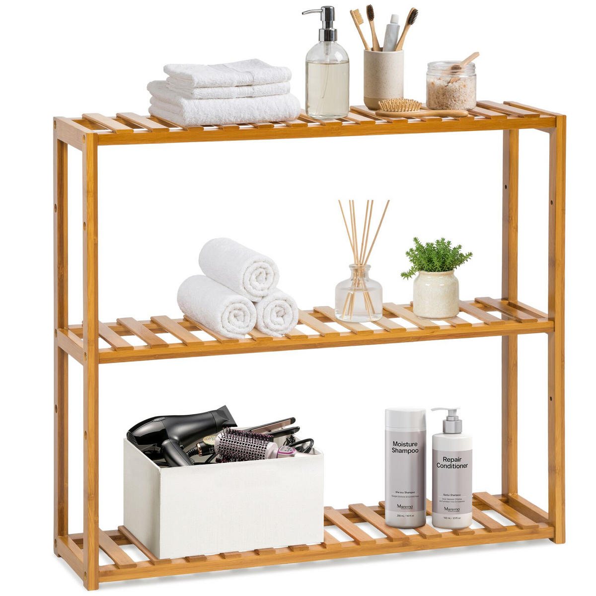BADREGAL Katjana, 60 x 15 x 54,5 cm, braun - Braun, Holz (15/54.5/60cm) - tectake