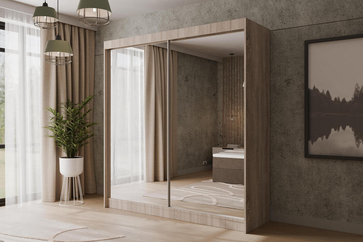 KLEIDERSCHRANK AMOHA - 200 cm - Sonoma Eiche - Sonoma Eiche, Holzwerkstoff (200/215/61cm) - ALTDECOR