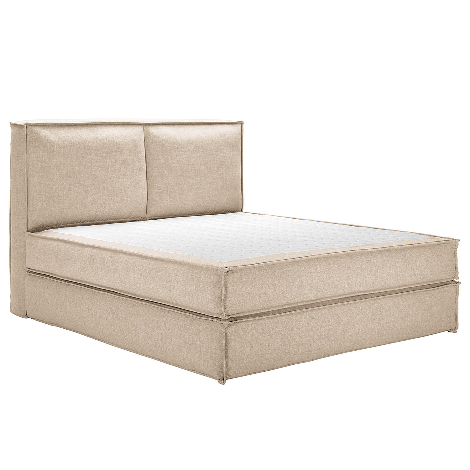 BOXSPRINGBETT mit Kopfteil - Premium - Beige, Textil (200/200cm) - home24
