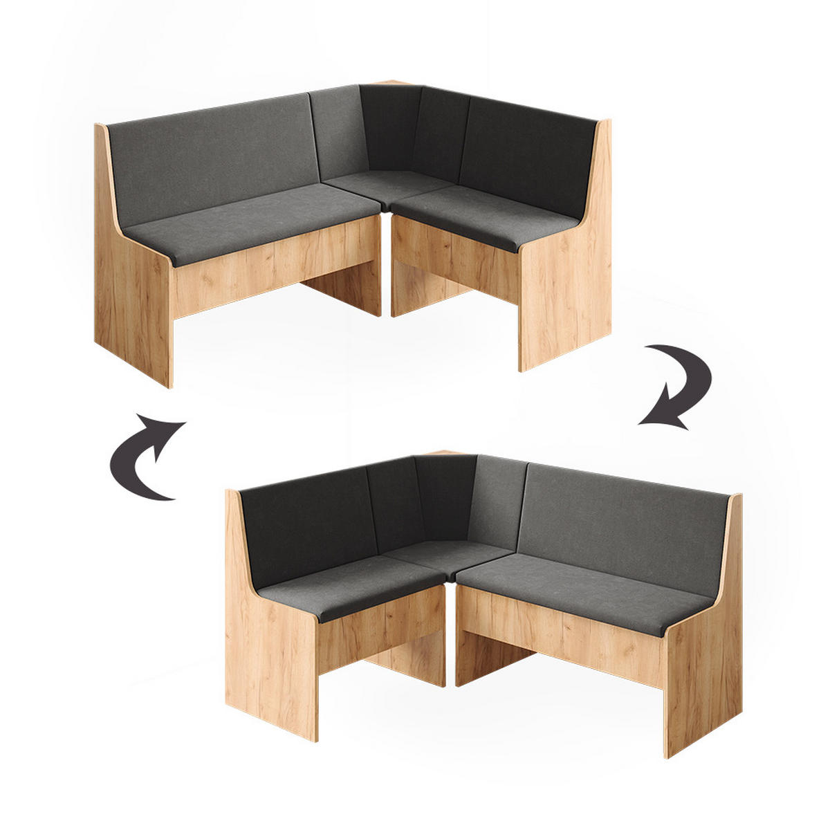 LAVICE DO JÍDELNY DO ROHU Ramon Zlatý mocný dub - medově dubová, kompozitní dřevo (150/80.5/51cm) - Vicco