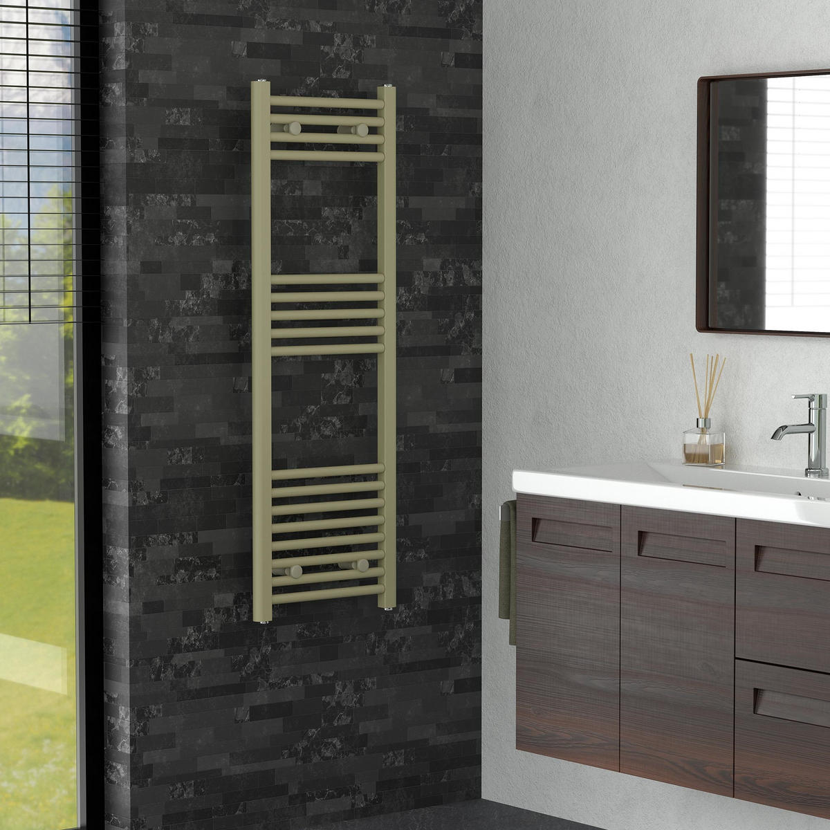 RUČNÍKOVÝ radiátor 400 x 1200 mm, béžový, rovný, s bočním připojením - béžová, kov (40/120/3cm) - LuxeBath