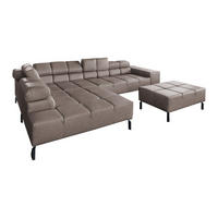ECKSOFA NELSON Dunkelbraun Leder - Dunkelbraun/Schwarz, Leder/Metall (321/216cm) - KAWOLA