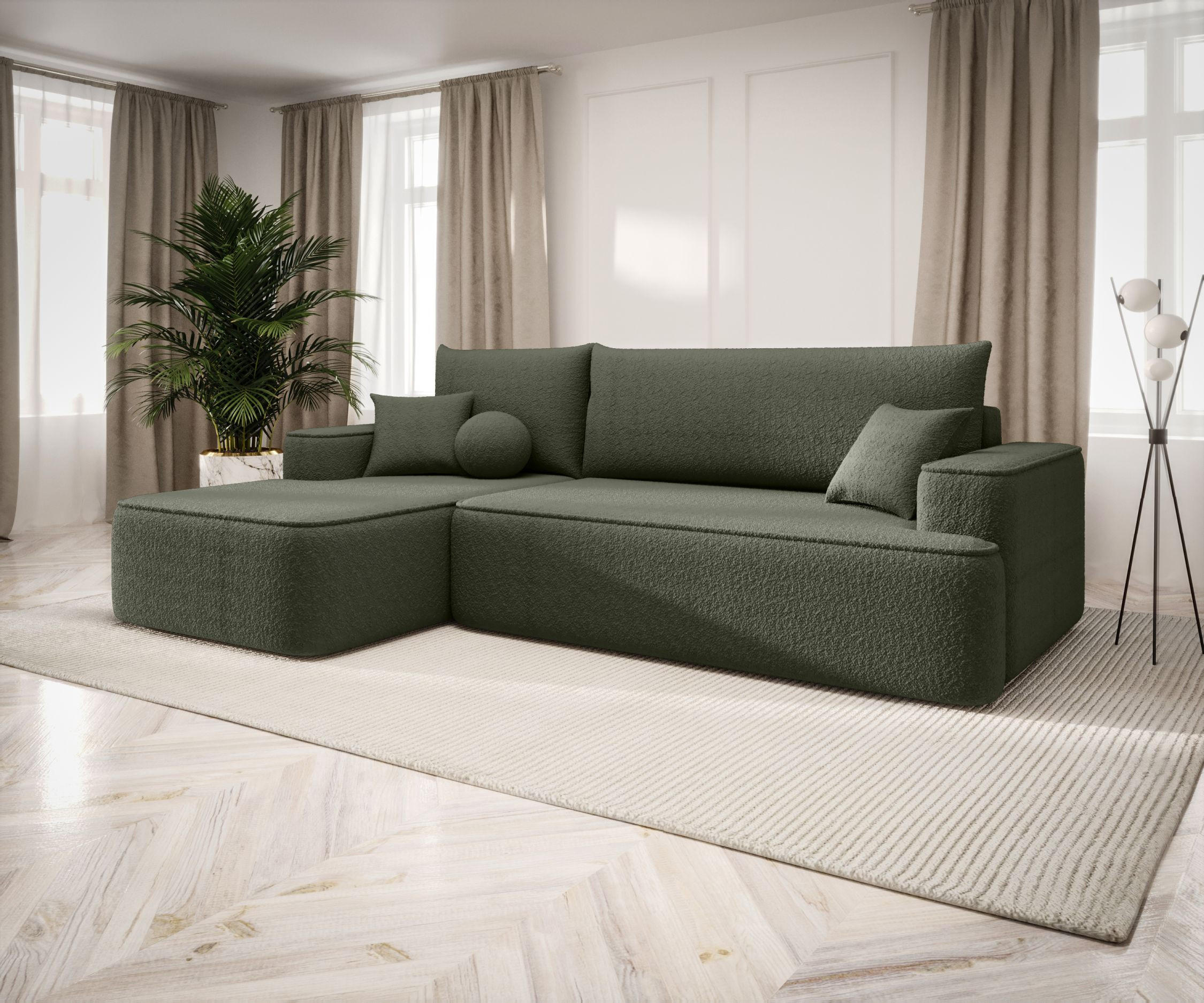 ECKSOFA mit Schlaffunktion FIGO Quelle 37 Links - Dunkelgrün, Textil (250/150cm) - Bedante