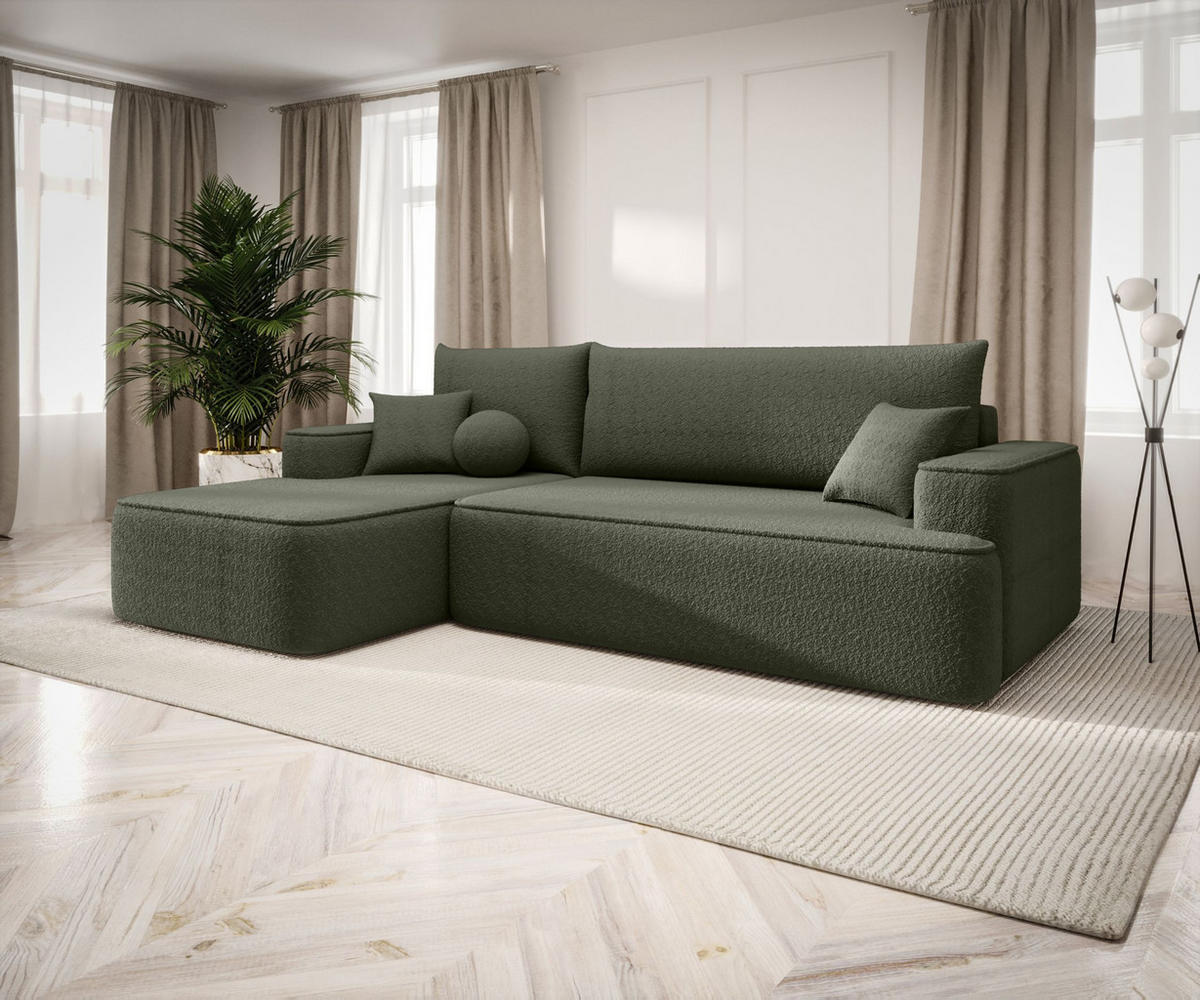 ECKSOFA mit Schlaffunktion FIGO Quelle 37 Links - Dunkelgrün, Textil (250/150cm) - Bedante