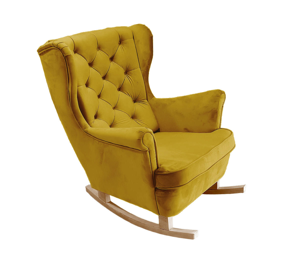 SCHAUKELSESSEL mit gepolstertem Sitz und Armlehnen, 102x81x95 cm, Olive_29818 - Buchefarben/Olivgrün, Holz/Textil (81/102/95cm) - DomoHome
