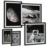 BILDER SET 5er Set - 50x50 cm & 20x30 cm & 40x60 cm Schwarzer Rahmen - Gemälde von Zitronenbäumen - Schwarz, Kunststoff (40/60cm) - TULUP