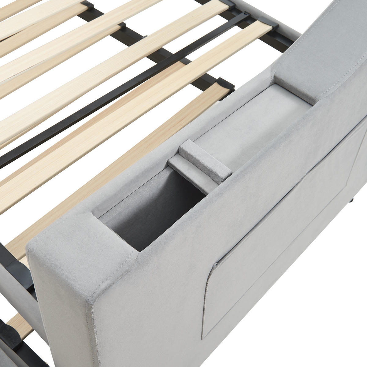 AUSZIEHBETT 90/180/190 cm DE-01976, in Grau, mit USB und Stauraum - Grau, Metall (90/190cm) - ComfortXL