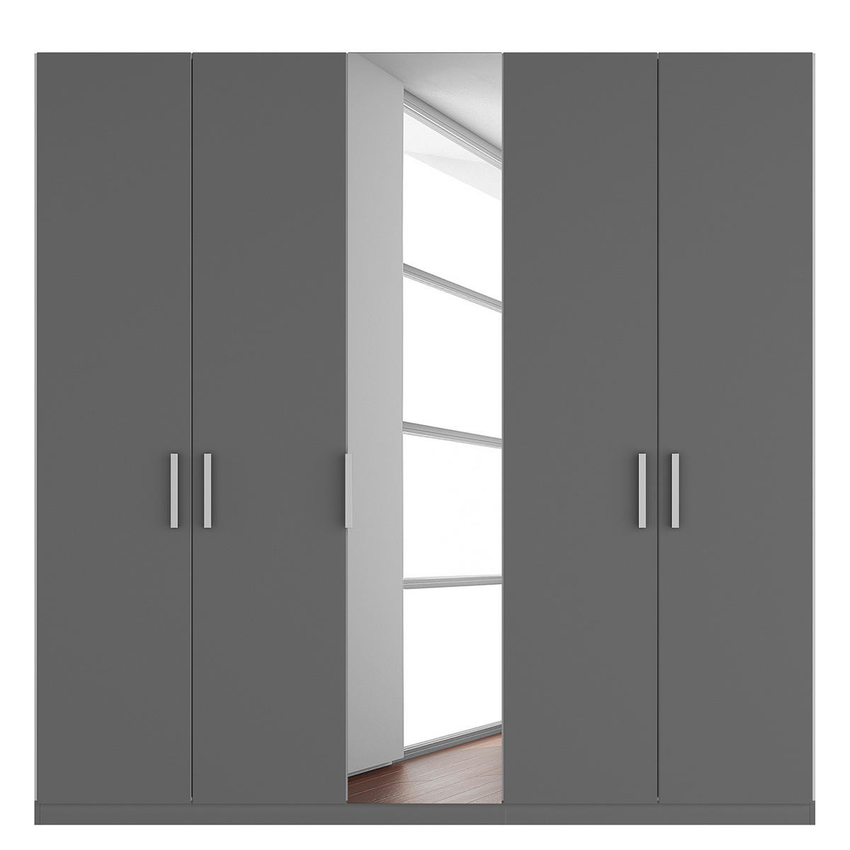 DREHTÜRENSCHRANK - Graphitfarben, Holzwerkstoff (225/222/60cm) - home24