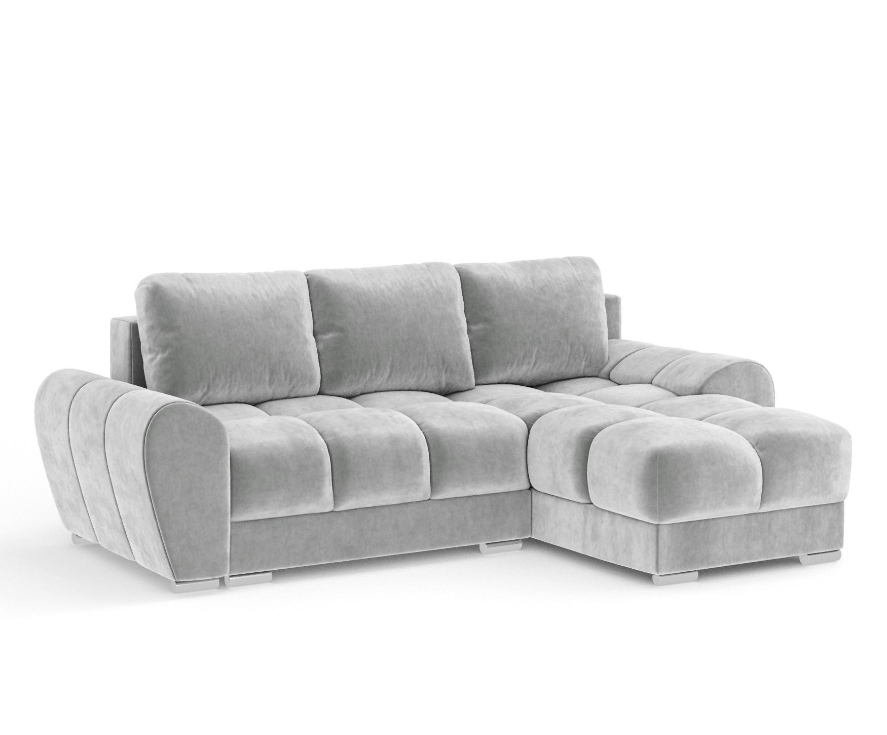 ECKSOFA MIT SCHLAFFUNKTION Peebles Creme Samtstoff - Chromfarben/Creme, Holz/Holzwerkstoff (256/175cm) - Maison de Reve