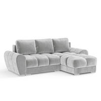 ECKSOFA MIT SCHLAFFUNKTION Peebles Creme Samtstoff - Chromfarben/Creme, Holz/Holzwerkstoff (256/175cm) - Maison de Reve