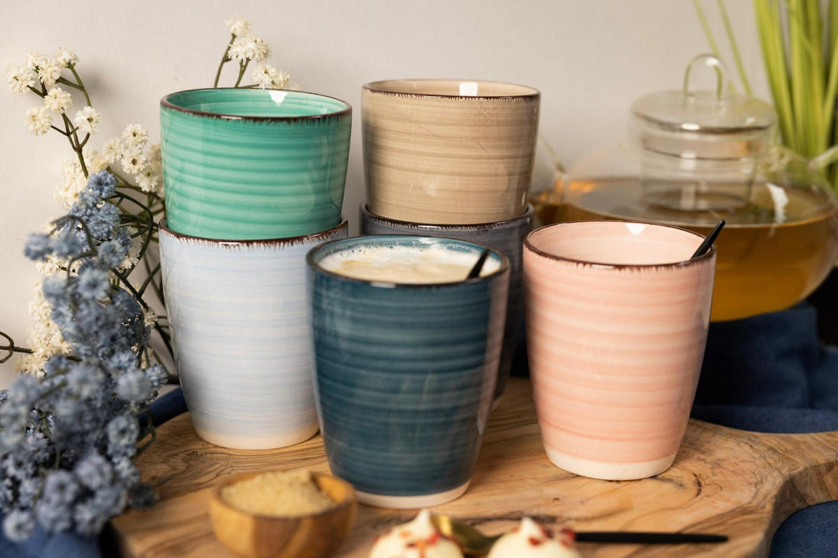 BECHER Barbados - 350 ml - 6 Stück - Multicolor, Keramik (0.35L) - Studio Tavola