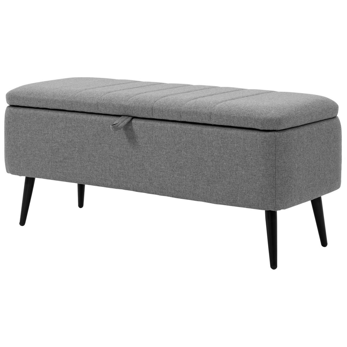 TRUHENBANK DE-07152 Leinenoptik, Stahlbeine, bis 150 kg Grau - Grau, Textil/Metall (40/44/102cm) - ComfortXL
