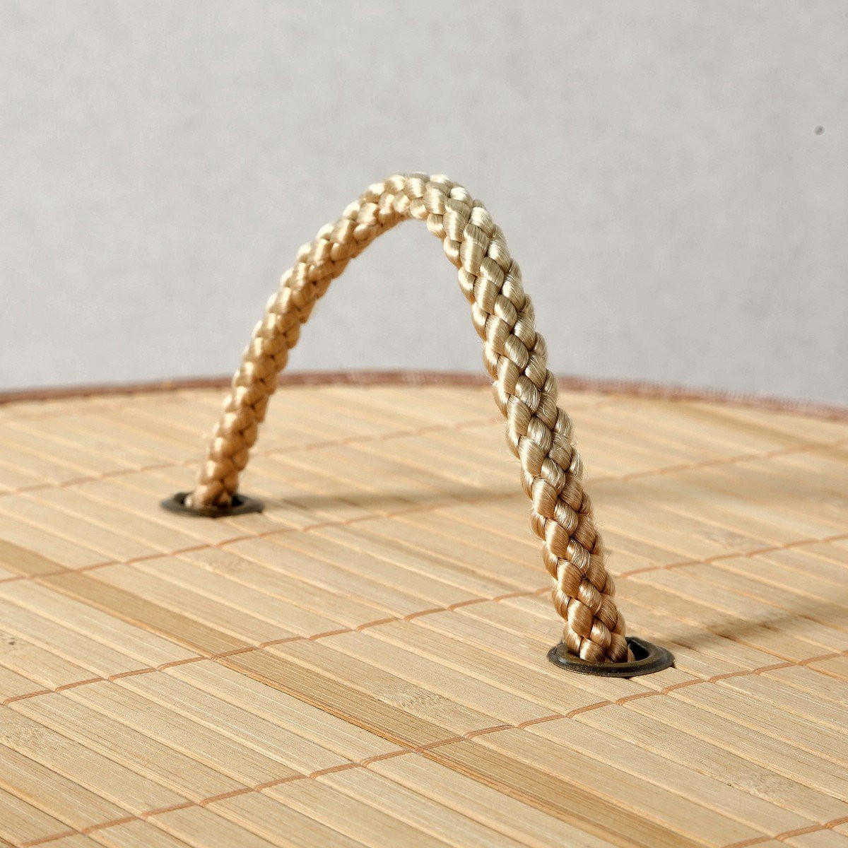 KULATÝ bambusový koš na prádlo, 60 l, výška 50 cm - YSA - jabloňová, dřevo (40/50/40cm) - Calicosy