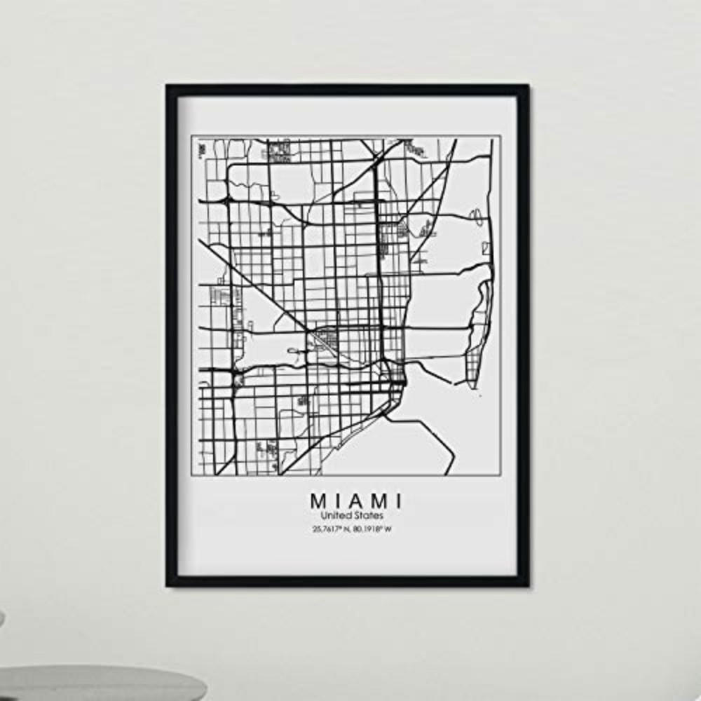 POSTER Miami Us-Film A3 Schwarzer Rahmen - Schwarz, Papier (29.7/5/42cm) - Nacnic