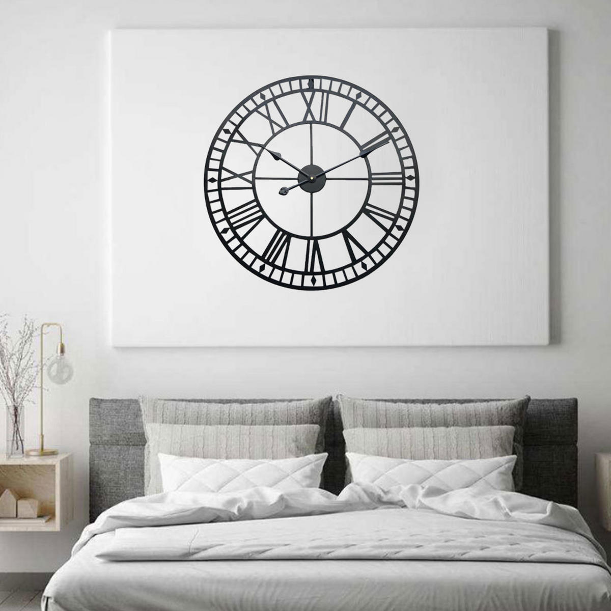 WANDUHR 40 cm Durchmesser Römischen-Ziffern Eisen Schwarz - Schwarz, Metall (40/1/40cm) - Livingandhome