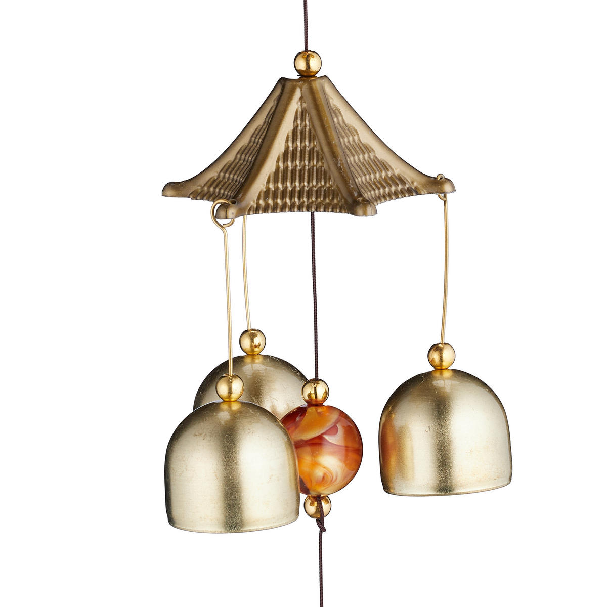 WINDSPIEL Gold Schwarz Rot 2er-Set Buddha - Goldfarben, Kunststoff/Metall (7.5/7.5/45cm) - Relaxdays