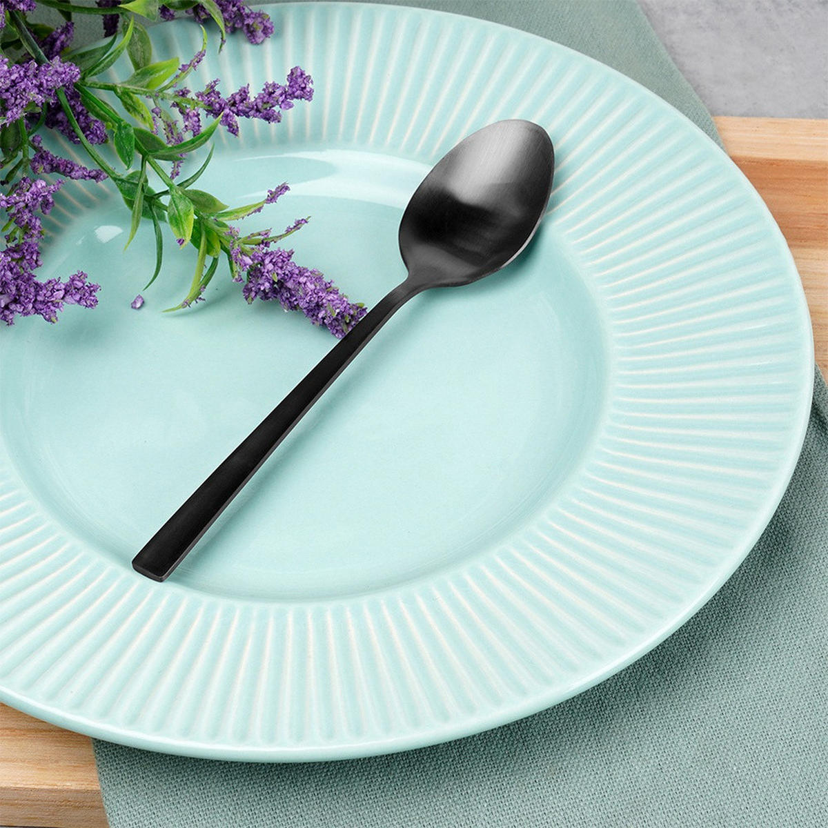 TEELÖFFEL Stahl 4 Stück. Schwarz - Schwarz, Metall - Excellent Houseware