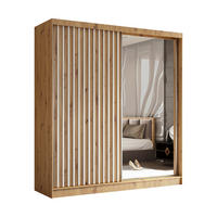 SCHWEBETÜRENSCHRANK LAMELLO 200/216/61 cm 2-türig mit Spiegel Eiche Artisan - Eiche Artisan, Holzwerkstoff (200/216/61cm) - MASSENO