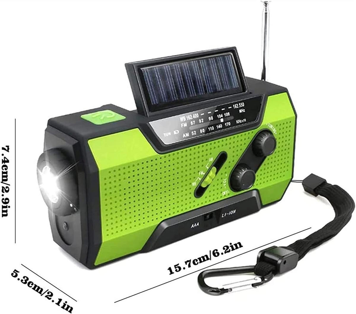 RADIO – FM/AM – 2000-mAh-Akku / LED-Taschenlampe – Grün - Grün, Kunststoff (15.7/7.4/5.3cm)