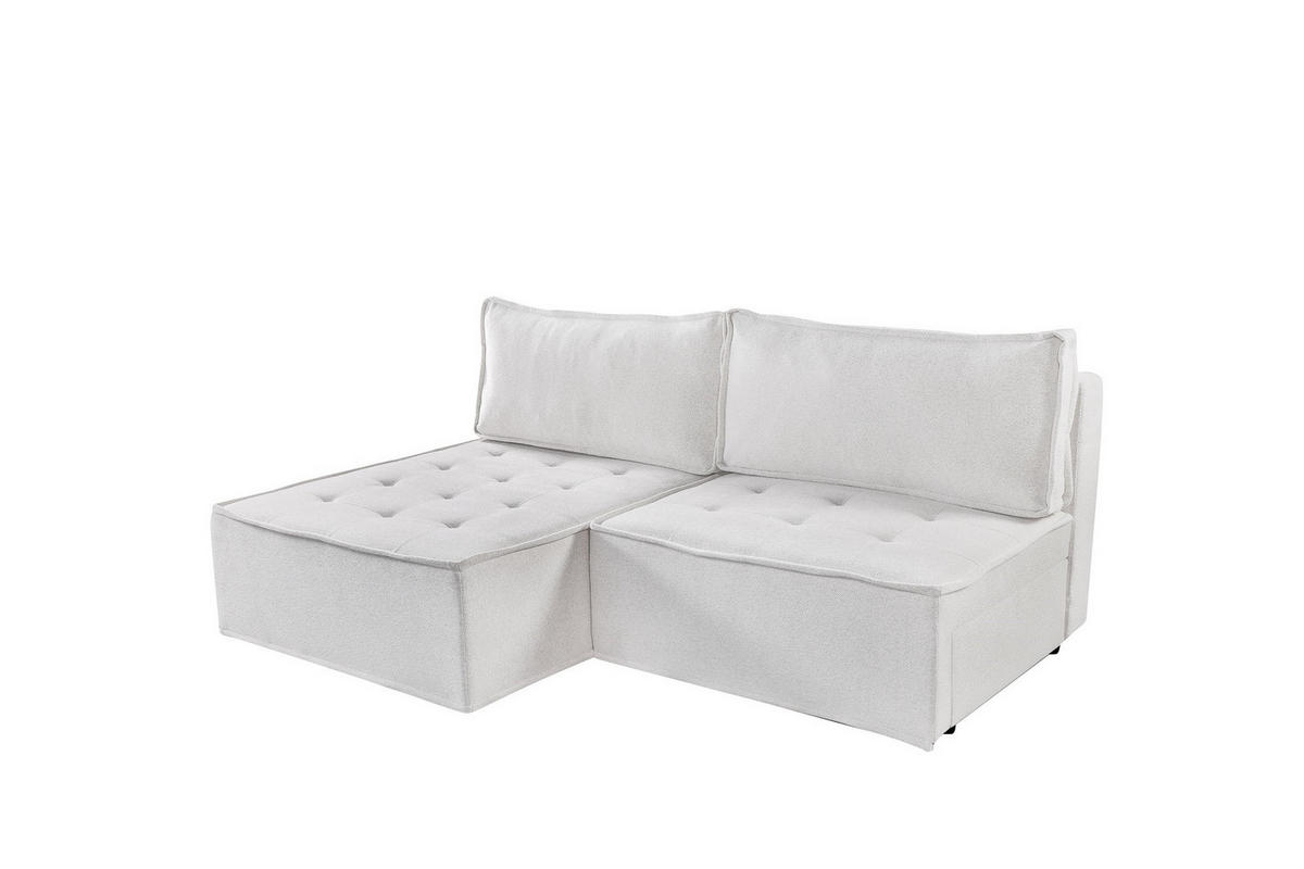 ECKSOFA Schlafsofa Amalia In Raven - Weiß, Holzwerkstoff/Textil (200/140cm) - Fun Möbel