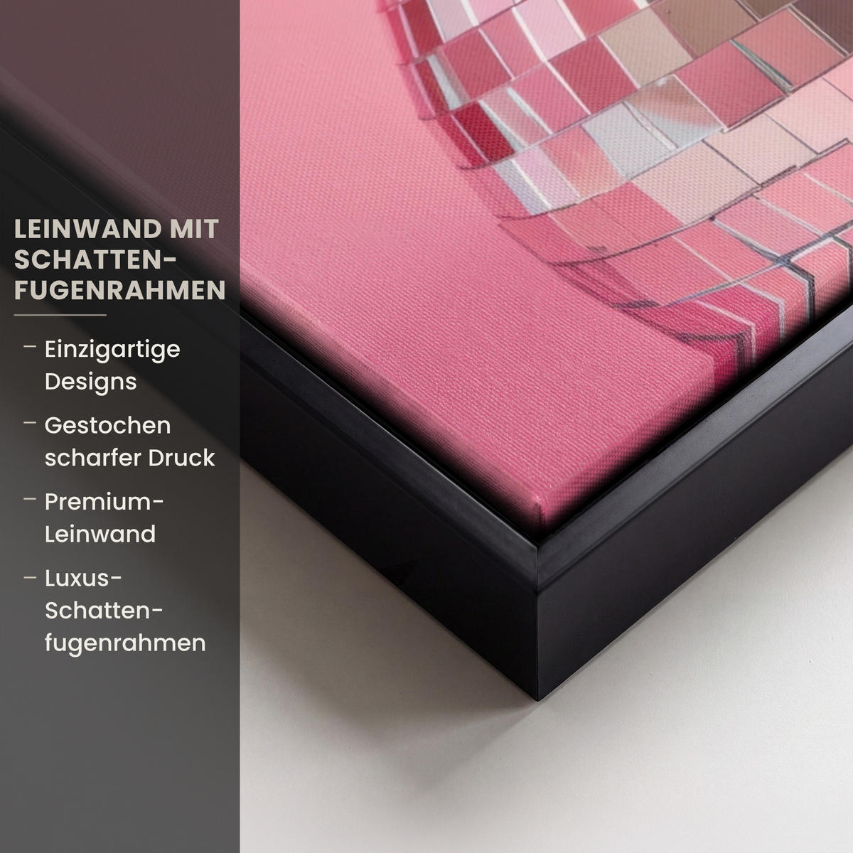 LEINWAND Bilder mit Rahmen - Schleife - Discoball - Kaninchen - 50x70 - Pink, Textil (50/70cm) - MuchoWow
