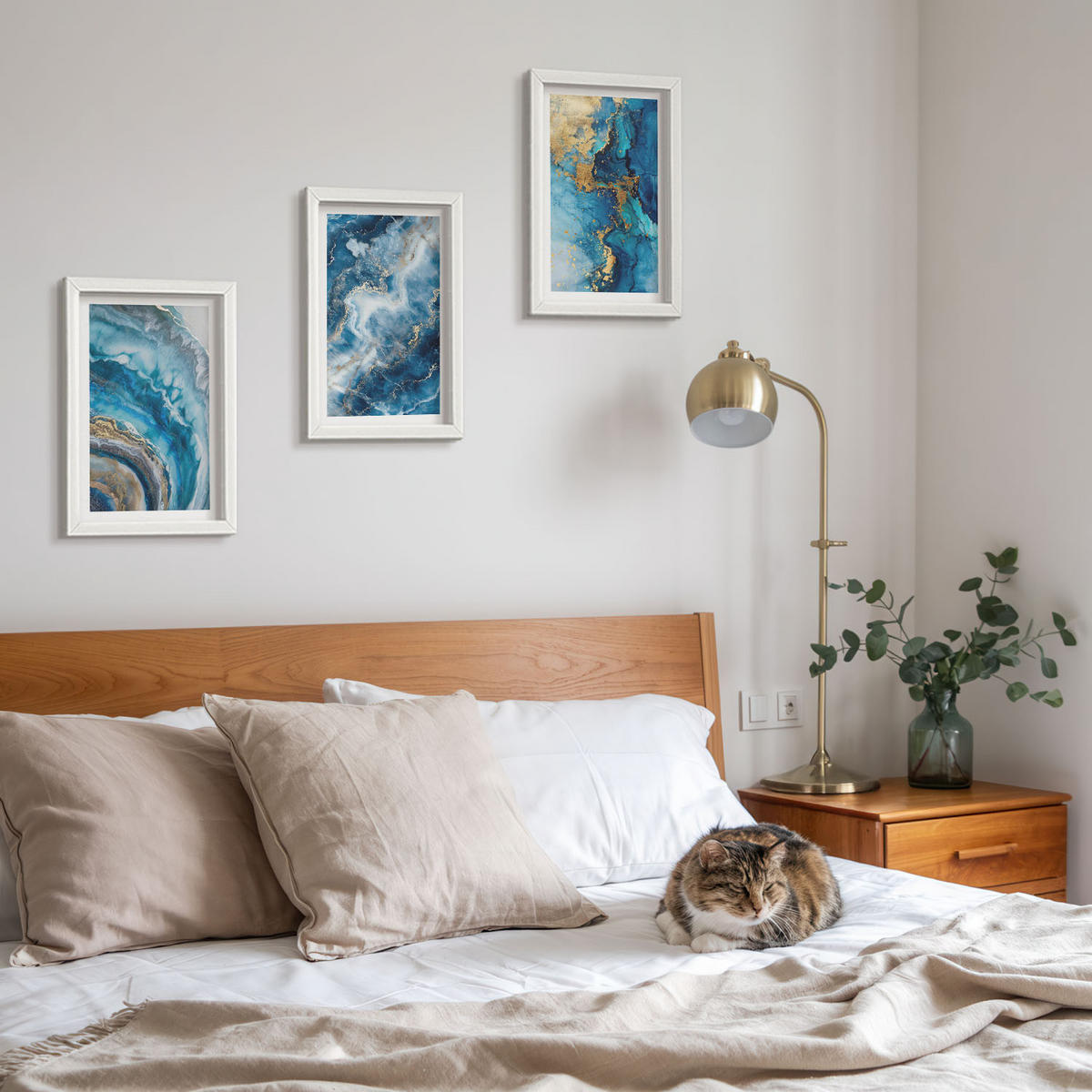 WANDBILDER 3er-Set - 20x30 cm Weißer Rahmen - Blaue abstrakte Muster - Weiß, Kunststoff (20/30cm) - ArtPrintCave