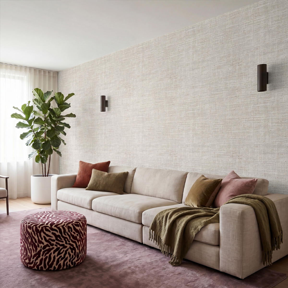 TAPETE - Leinen - Textur - Beige - 450x220 cm - Creme, Papier (450/220cm) - OnlyWow