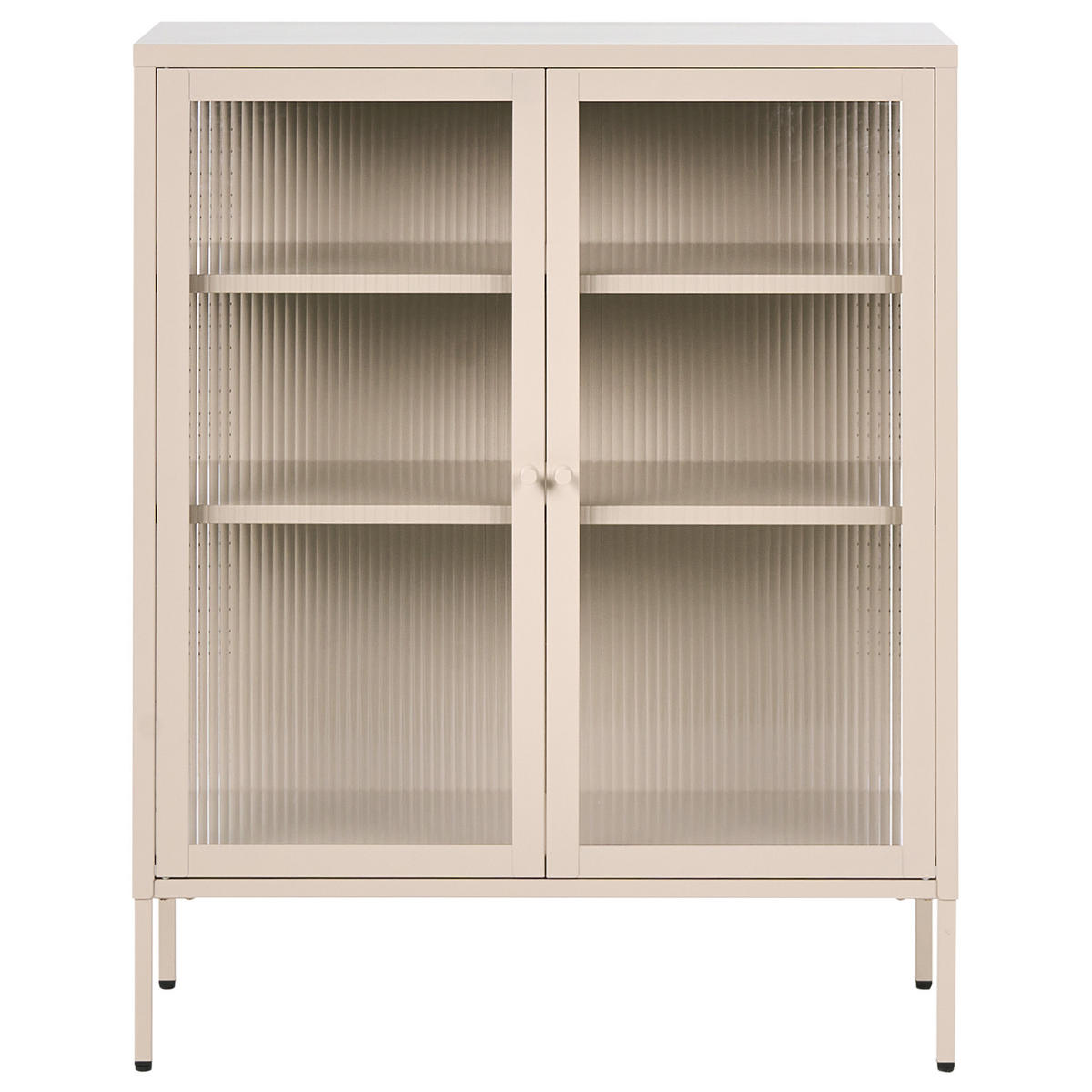 SIDEBOARD mit Glastüren Metall 90 cm Beige Lerryn - Beige, Metall (90/111/35cm) - Beliani