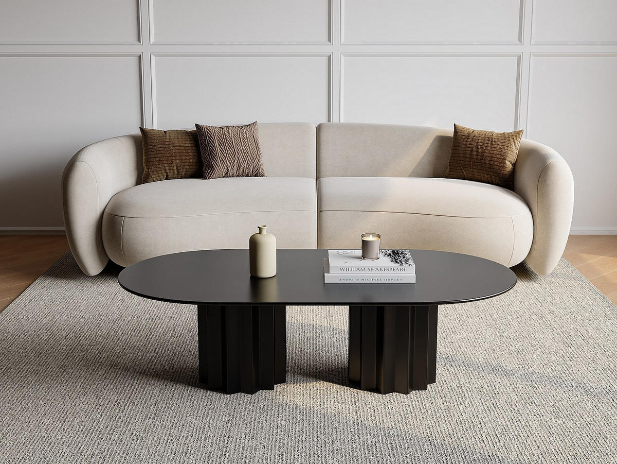 COUCHTTISCH nicht ausziehbar - 125cm x 63.5cm - Metall - schwarz - ZABANIA - Schwarz, Metall (63.5/125/35.5cm) - Vente-Unique