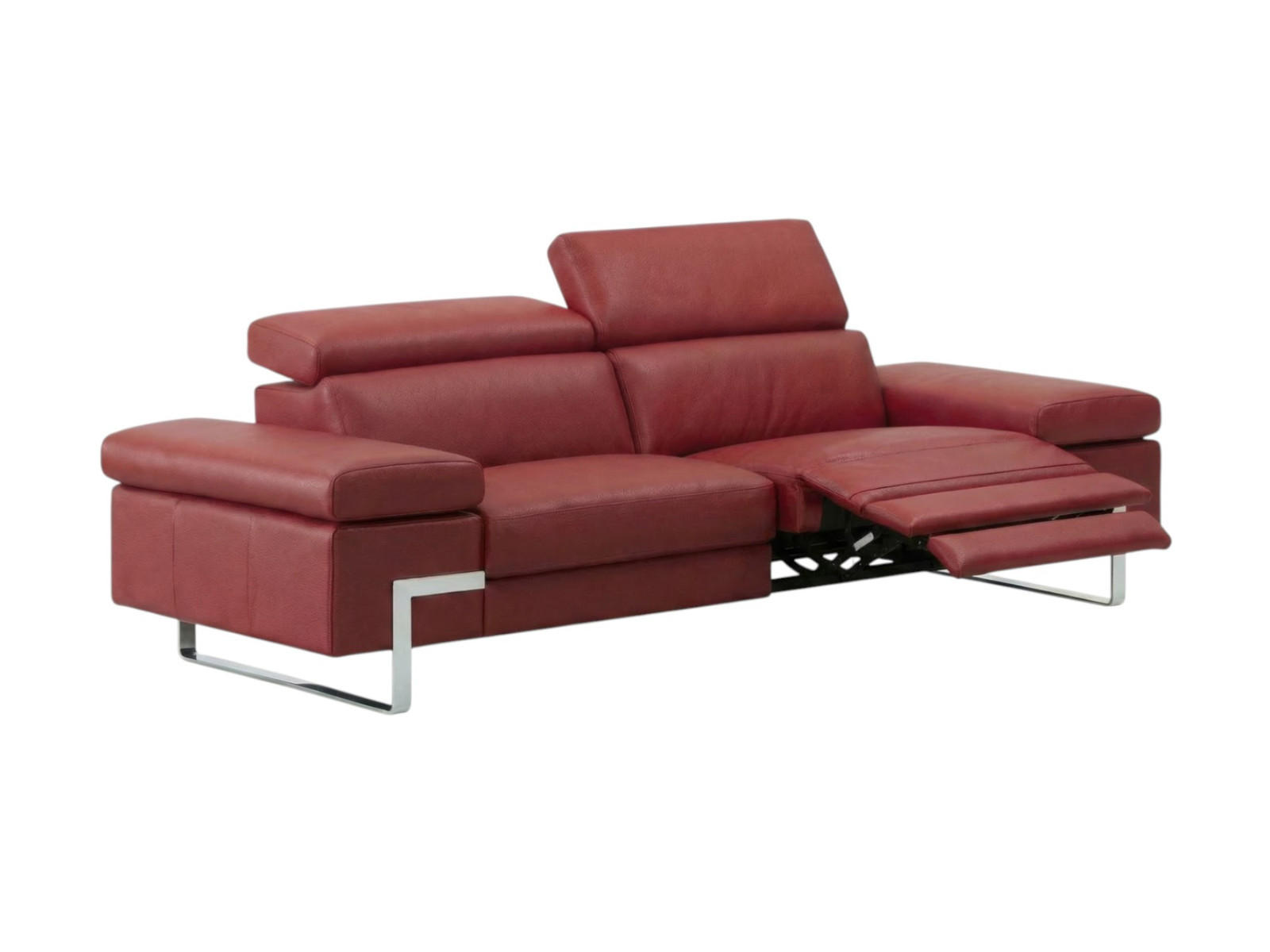 2-SITZER Sofa Opera Echtleder mit 1 x Relaxfunktion Rot - Rot, Leder/Metall (195/75/109cm)
