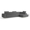 ECKSOFA VICENTE Grau Boucle-Stoff mit Schlaffunktion - Grau, Holz (346/202cm) - MASSENO
