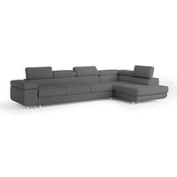 ECKSOFA VICENTE Grau Boucle-Stoff mit Schlaffunktion - Grau, Holz (346/202cm) - MASSENO