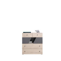 KOMMODE RAVENNA 90/95/40cm mit 4 Schubladen 2 Türen Eichefarben - Eichefarben, Holzwerkstoff (90/95/40cm) - MASSENO