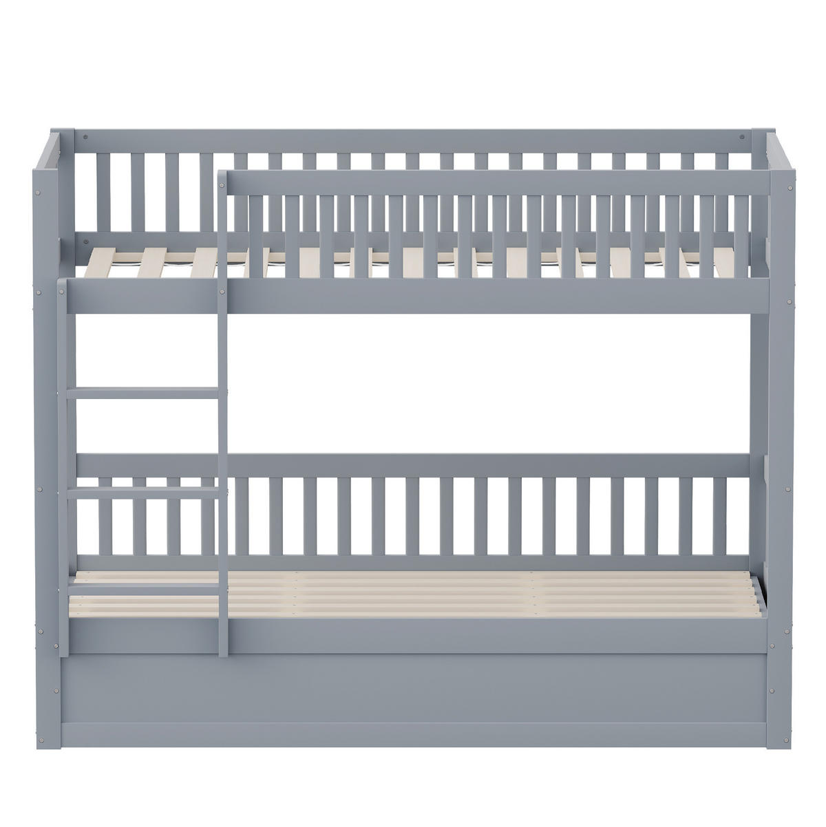 ETAGENBETT 90/200 cm mit hydraulischem Stauraum und Sicherheitsleiter, Grau - Grau, Holzwerkstoff (90/200cm) - Redom