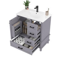 WASCHTISCHKOMBI 76x46x83,5cm Badezimmerschrank-mit-Waschbecken Grau Keramikbecken Modern - Grau, Holzwerkstoff (46/83.5/76cm) - Raelunyi
