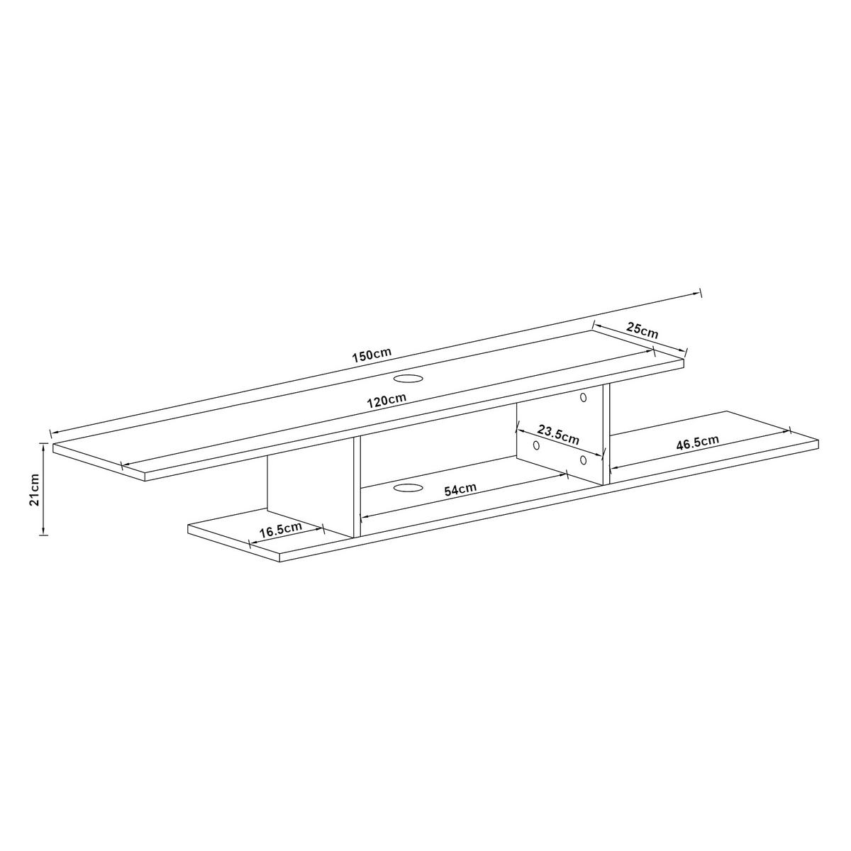 TV-WANDREGAL Støvring - Dunkelbraun, Holzwerkstoff (150/21/25cm) - [en.casa]