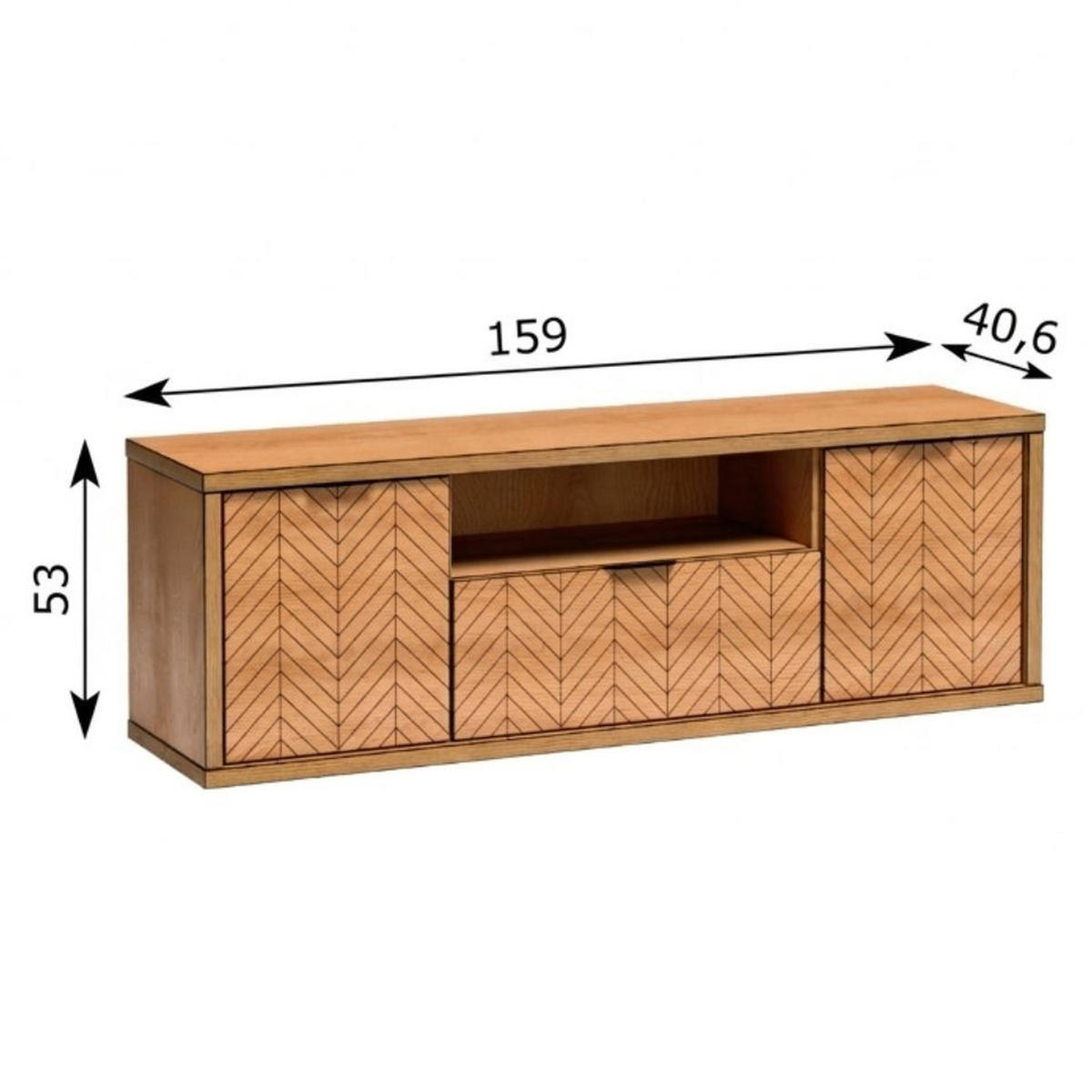 TV-LOWBOARD Fonti F-6 159 x 53 x 40,6 cm Karamell-Eiche - Eichefarben, Holzwerkstoff (159/53/40.6cm) - Koseto
