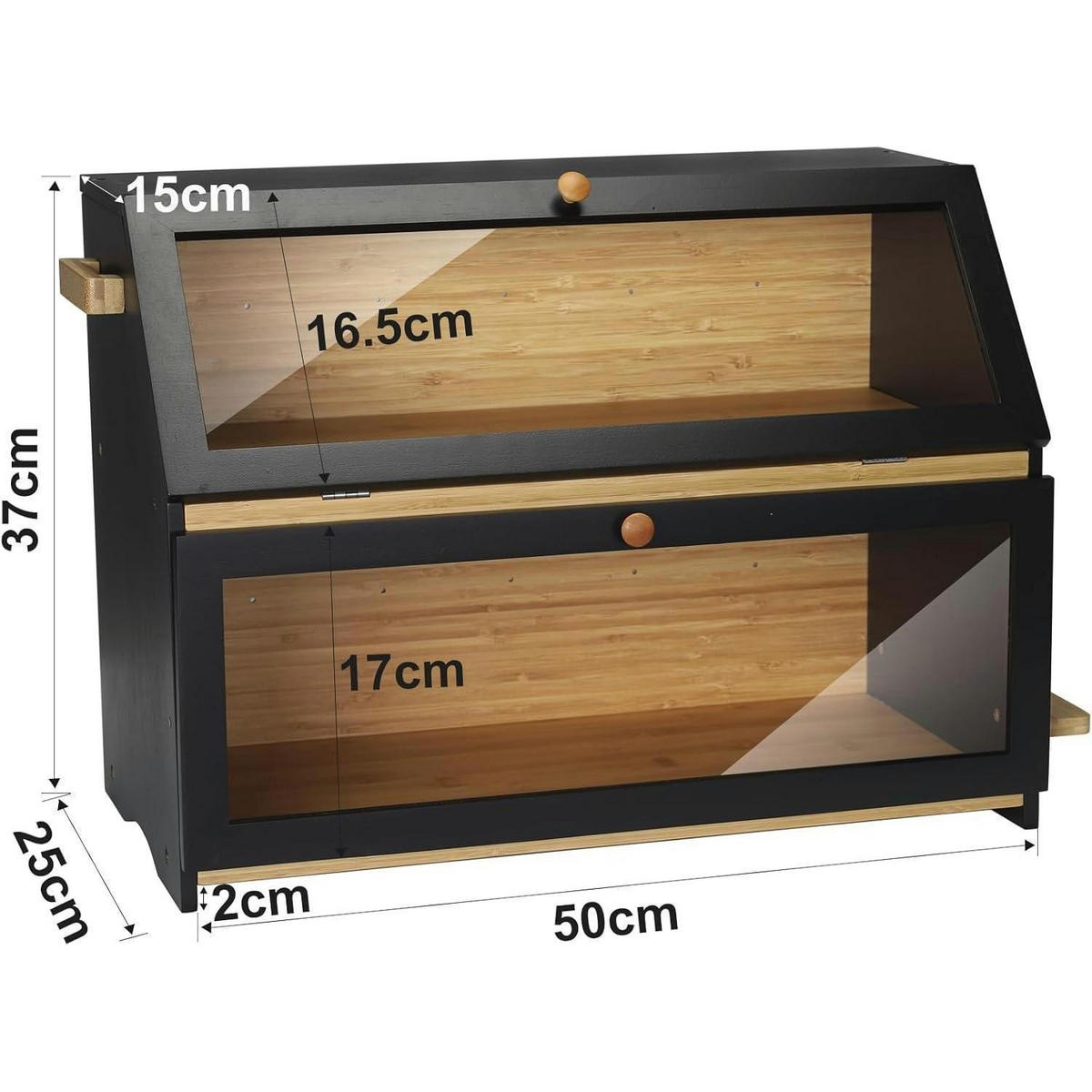 BROTKASTEN Bambus Schwarz 50 cm - Multicolor, Naturmaterialien (24.9/36.8/50cm)