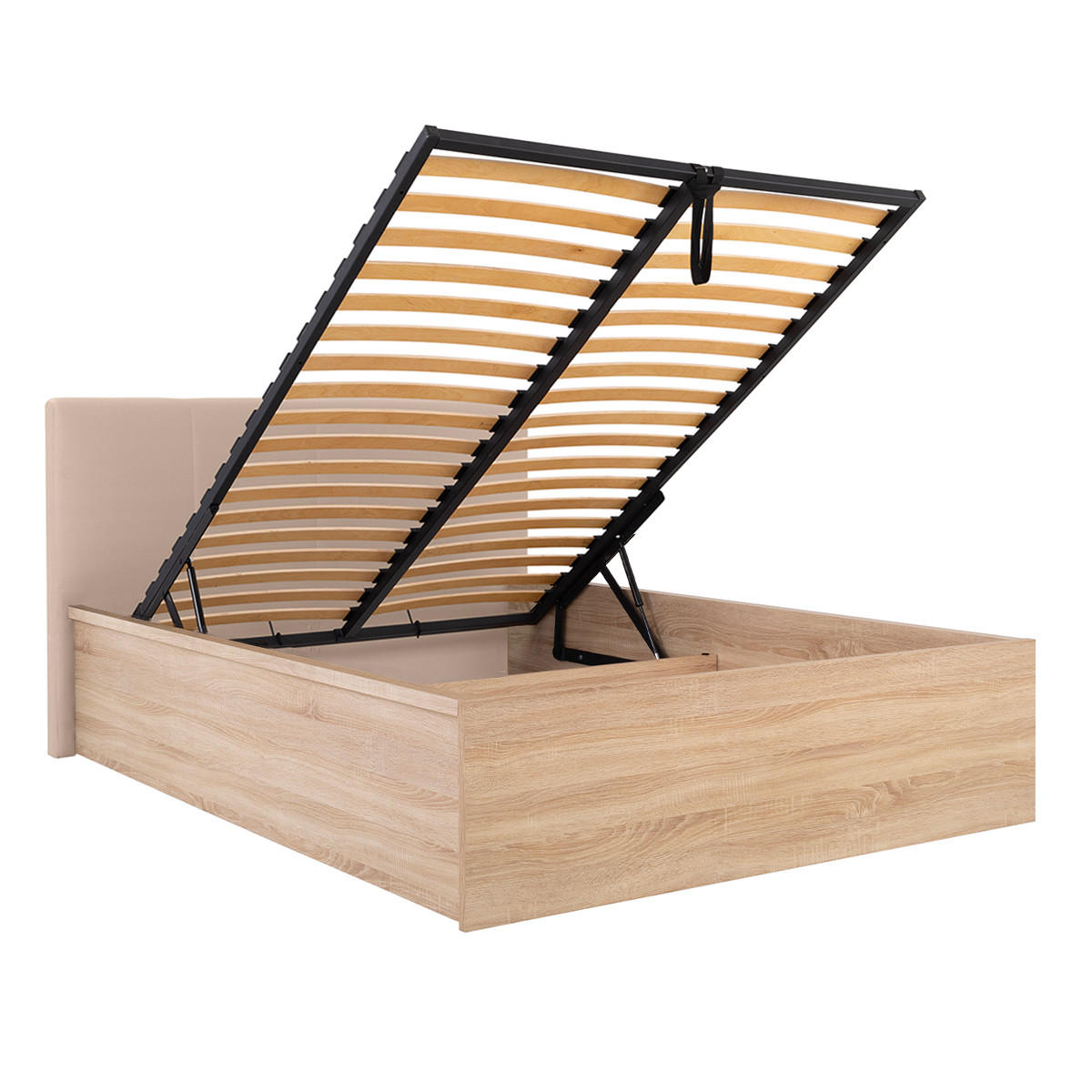 BOXSPRING POSTEL 140/200 Edwin Světlé dřevo a béžová - hnědá, kompozitní dřevo (140/200cm) - Petits-meubles