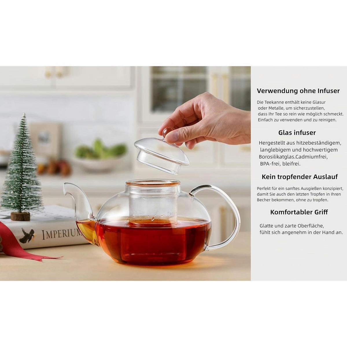 TEEKANNE Glas mit Siebeinsatz 1000 ml - Transparent, Glas (14.8/13.3cm)