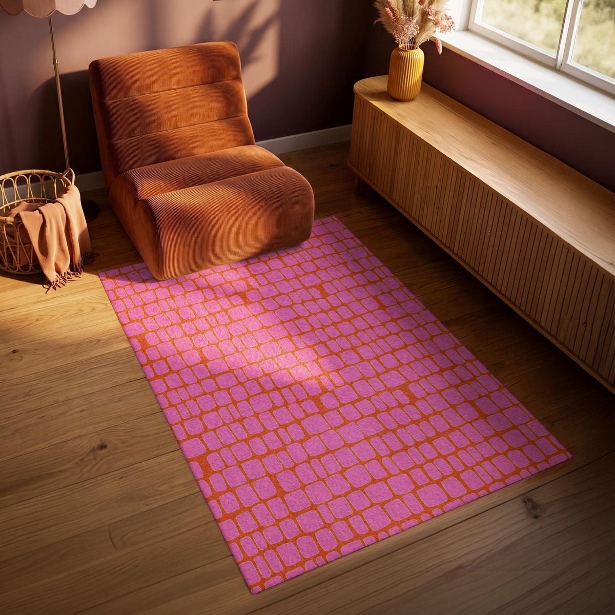 KOBERCE - Organic - Mriežka - Ružová - 90x150 cm - pink, textil/plast (90/0.4cm) - OnlyWow