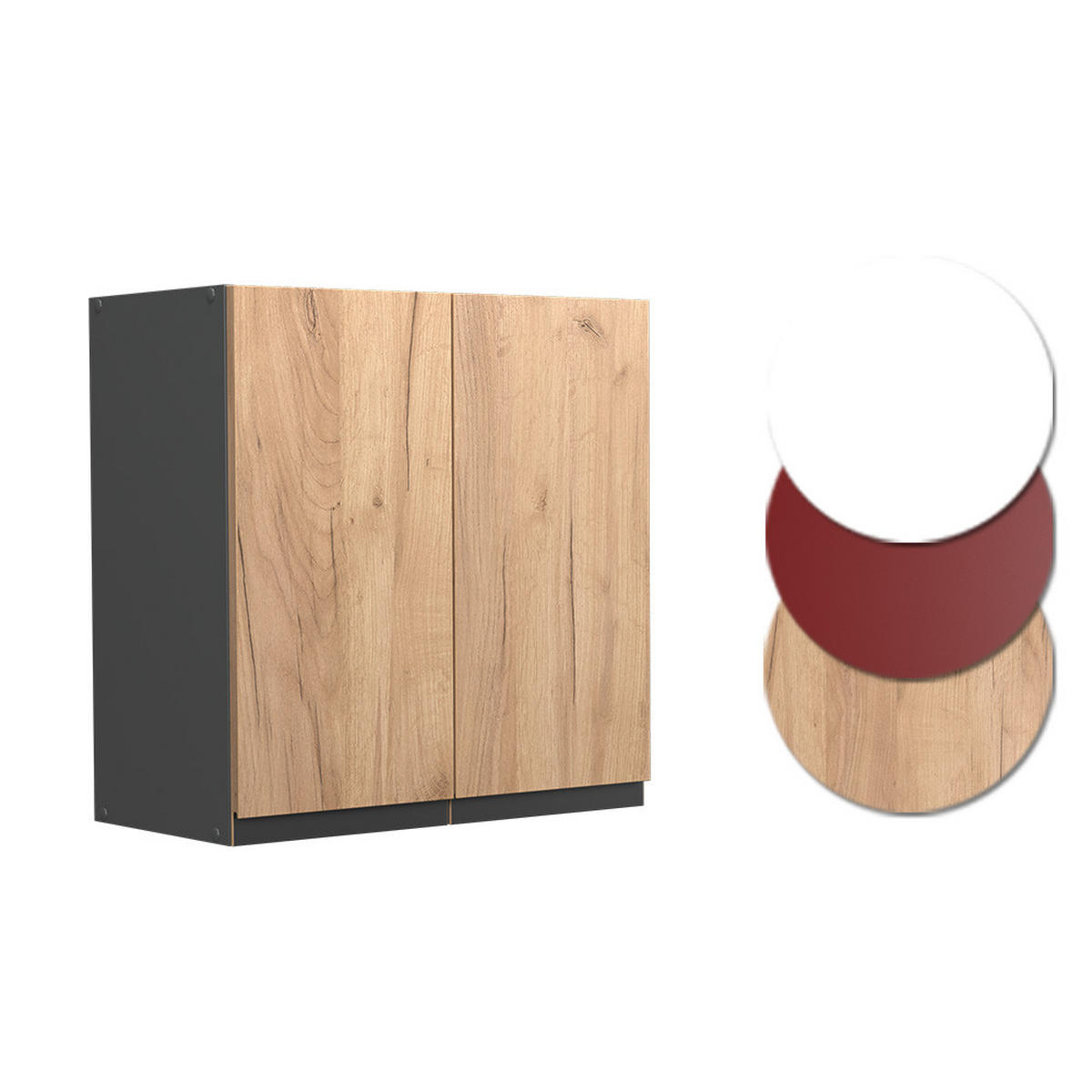 HÄNGESCHRANK R-Line Goldkraft Eiche 60 cm J-Shape - Anthrazit/Eiche Wotan, Holzwerkstoff (60/60/31cm) - Vicco