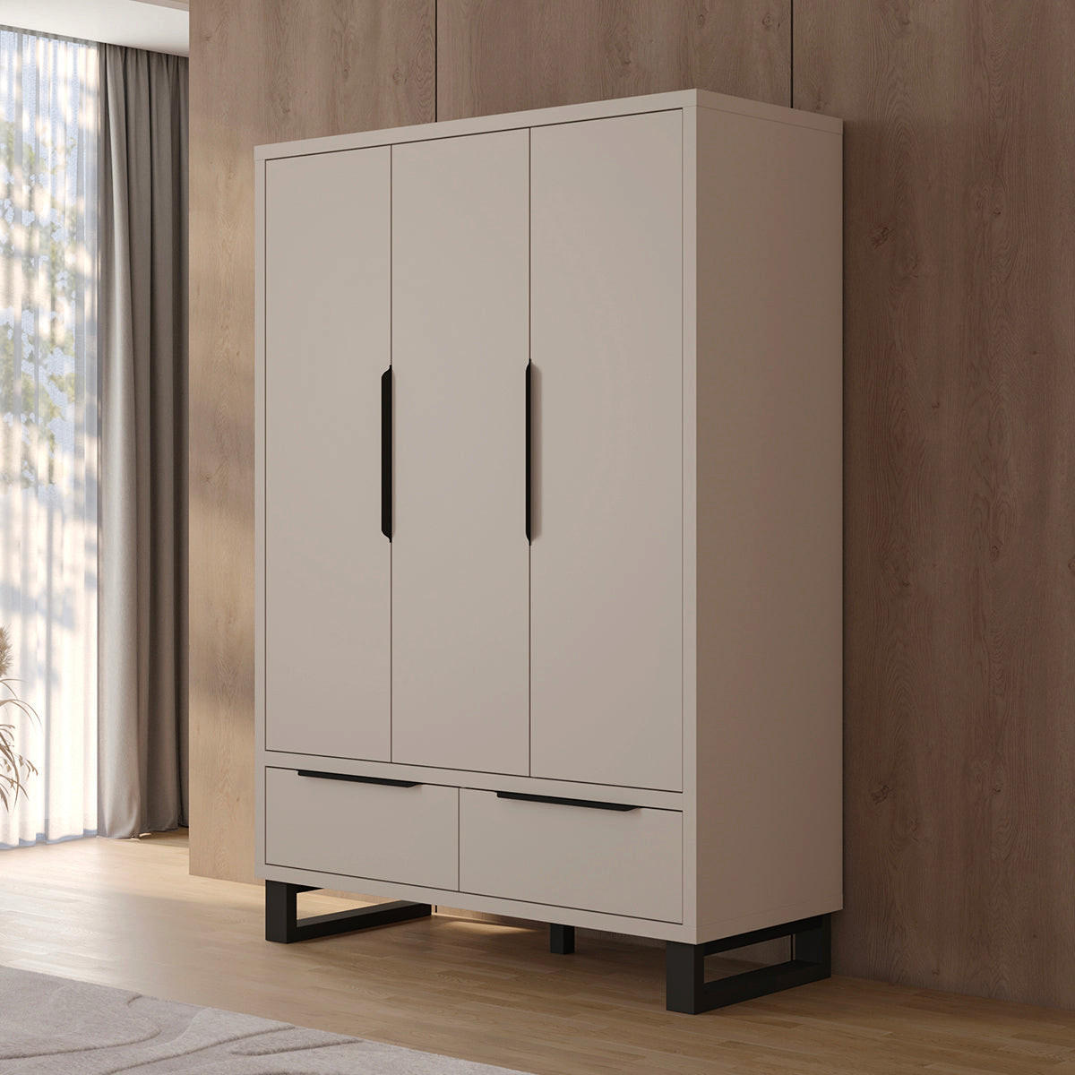 OMARA 3 vrati Eden Kašmir - bež, leseni material (145/210.3/60cm) - Petits-meubles