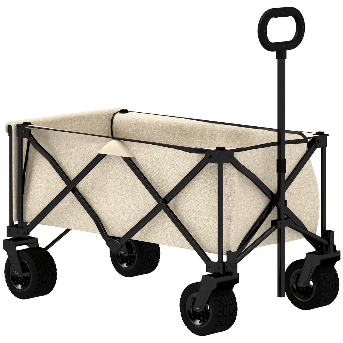 GARTENWAGEN 100 kg belastbar, klappbar Transportwagen mit herausnehmbare Plane - Beige, Metall (48/92/90cm) - Outsunny