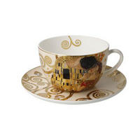 MILCHKAFFEETASSE Gustav Klimt - Der Kuss, Fine Bone China - Multicolor, Keramik (0.35L) - Goebel