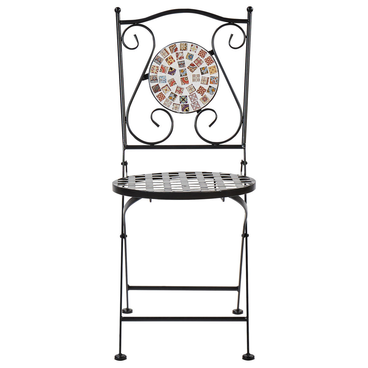 GARTENSTUHL 2er-Set Metall Schwarz Casario - Multicolor/Schwarz, Metall (40/90/44cm) - Beliani