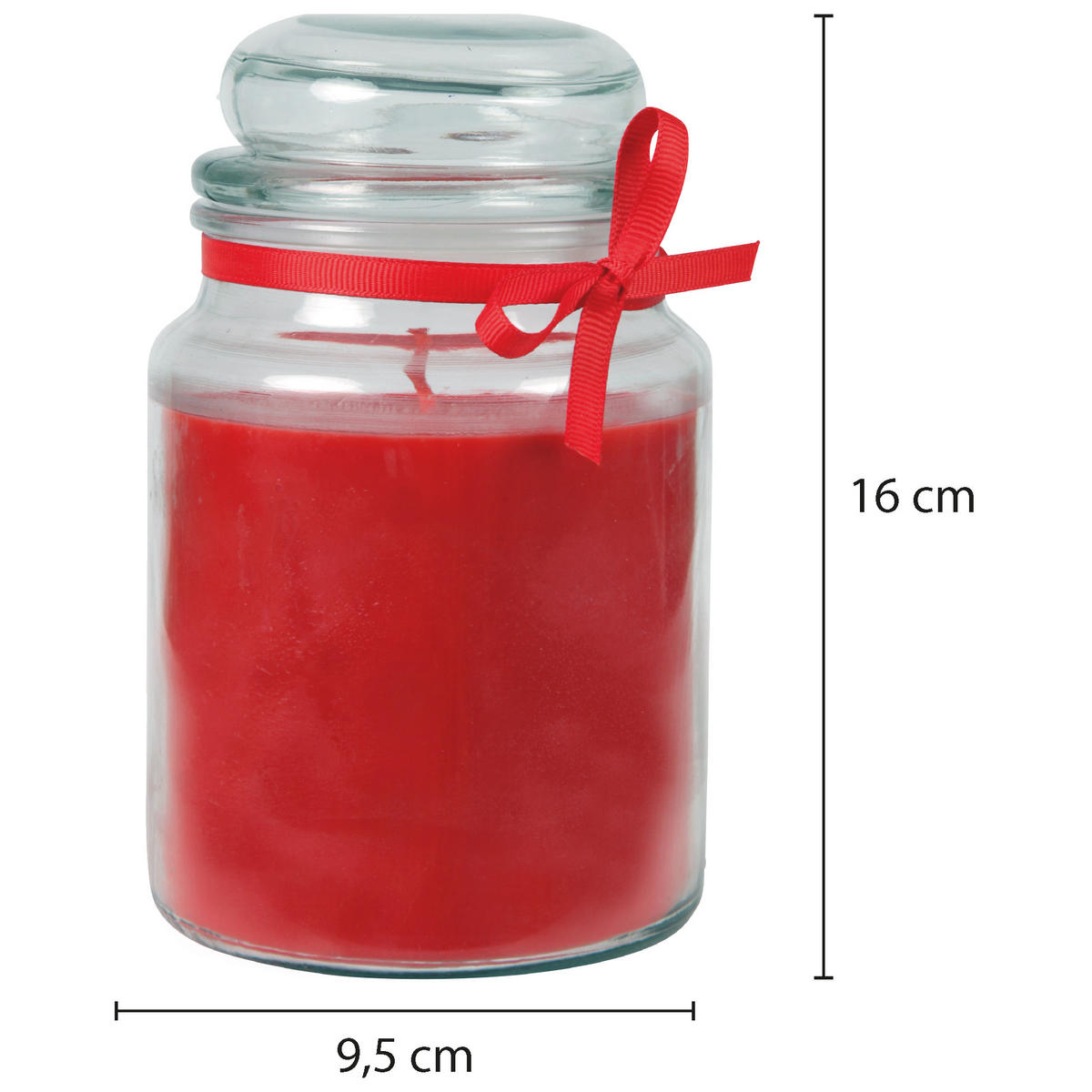 DUFTKERZE im Bonbonglas mit Deckel Rose 110h - Rot, Glas (10/16cm)