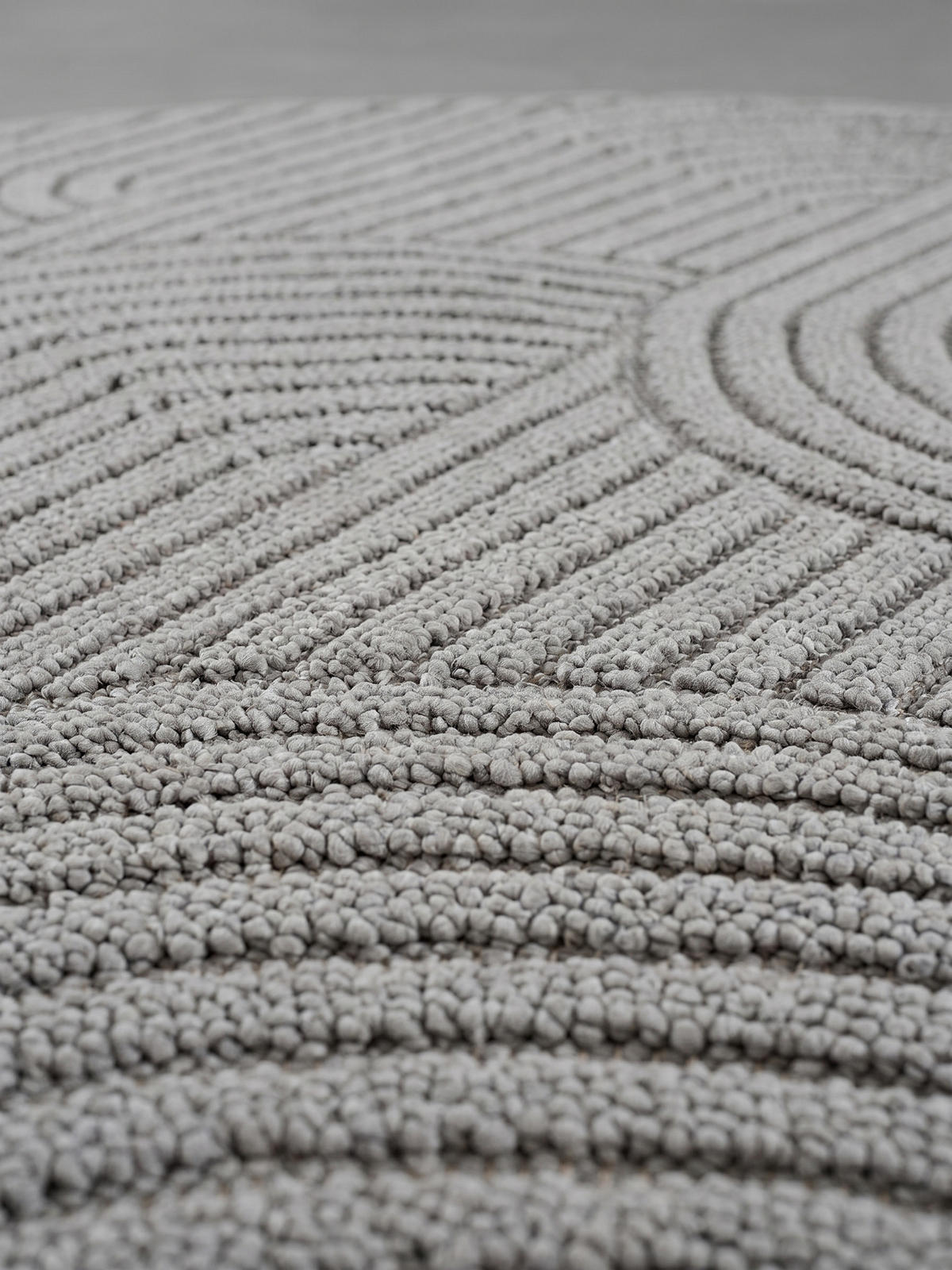 TEPPICH Flachgewebe LANGAU in Silber, mit geometrischen Bögen, Ø 160 cm - Silberfarben, Textil (160/160cm) - KADIMA DESIGN