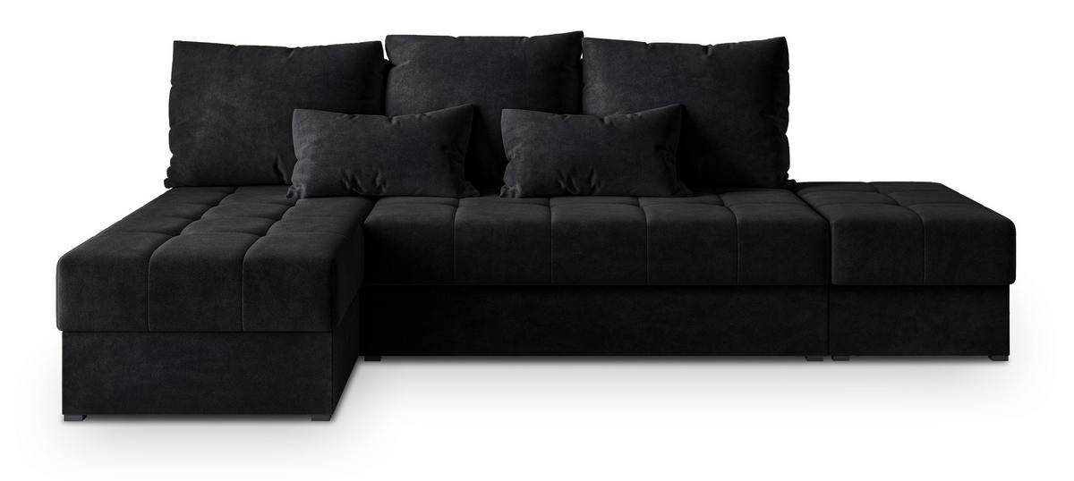 ROHOVÁ SEDAČKA NORVI černá - šedá/černá, dřevo/textil (251/143cm) - MASSENO