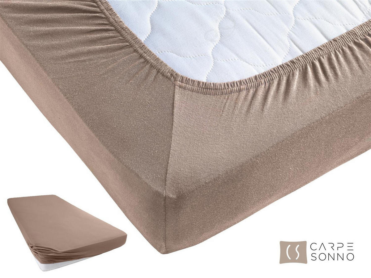JERSEY-SPANNBETTLAKEN 140x200 cm aus 100% Baumwolle, Bettlaken Nougat Braun Uni - Hellbraun, Textil (140/200cm) - Carpe Sonno